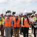 Eduardo Estrella, ministro de Obras Públicas, y Alejandro Campos, director ejecutivo de Apordom, supervisaron los trabajos de construcción de la nueva terminal del Puerto de Manzanillo.